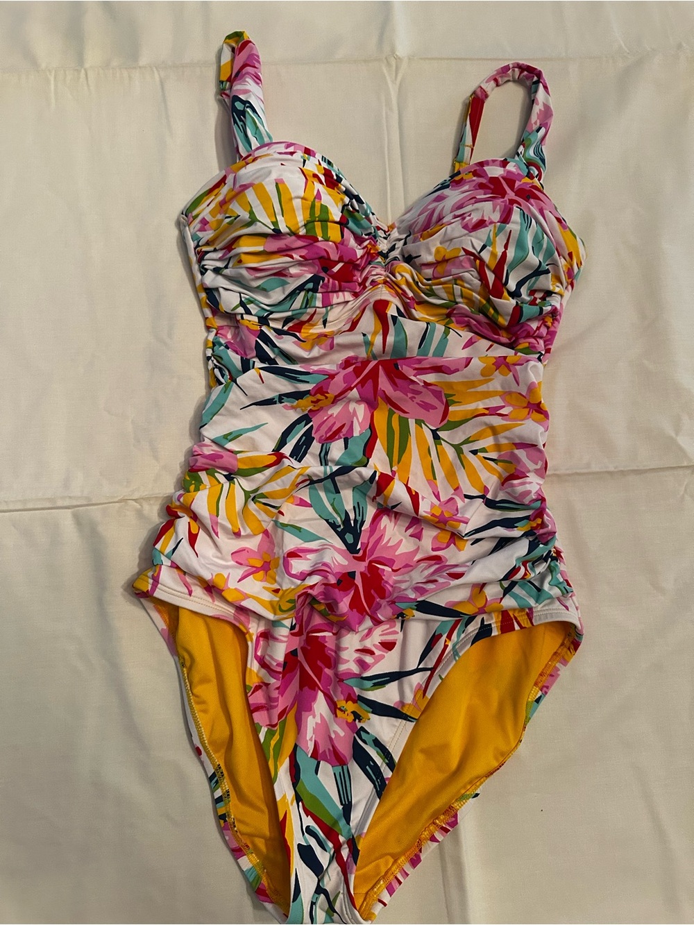 Blue | Rod Beattie Floral Multicoloured One-Piece Swimsuit in Pink & Yellow
